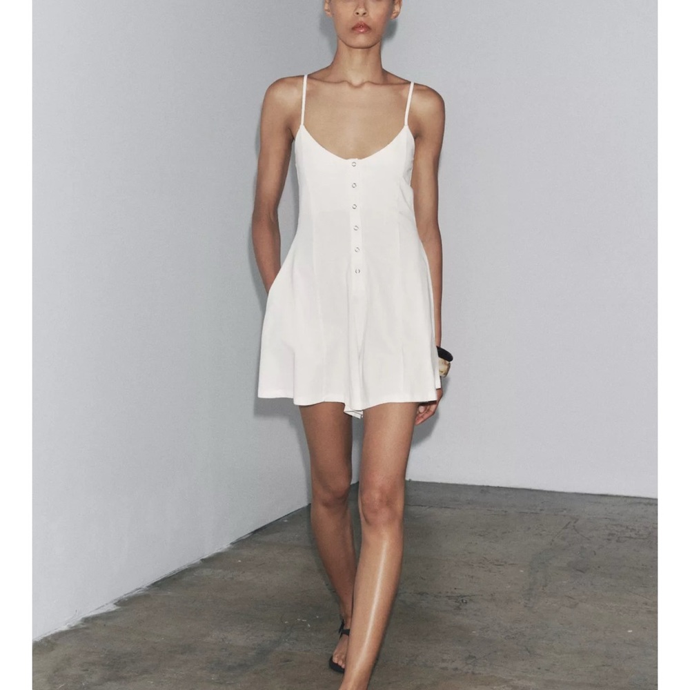 Zara Light Yellow cotton strap jumpsuit
